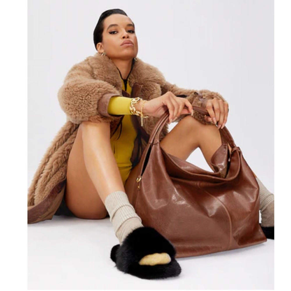Brandon Blackwood Large Brown Leather Hobo Bag